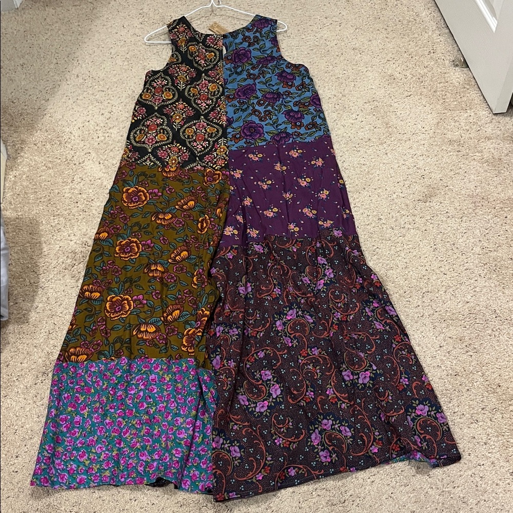 NWT Natural Life Let’s Just Go Wide-Leg Jumpsuit-Woodcut Floral Blue size M - Picture 7 of 11